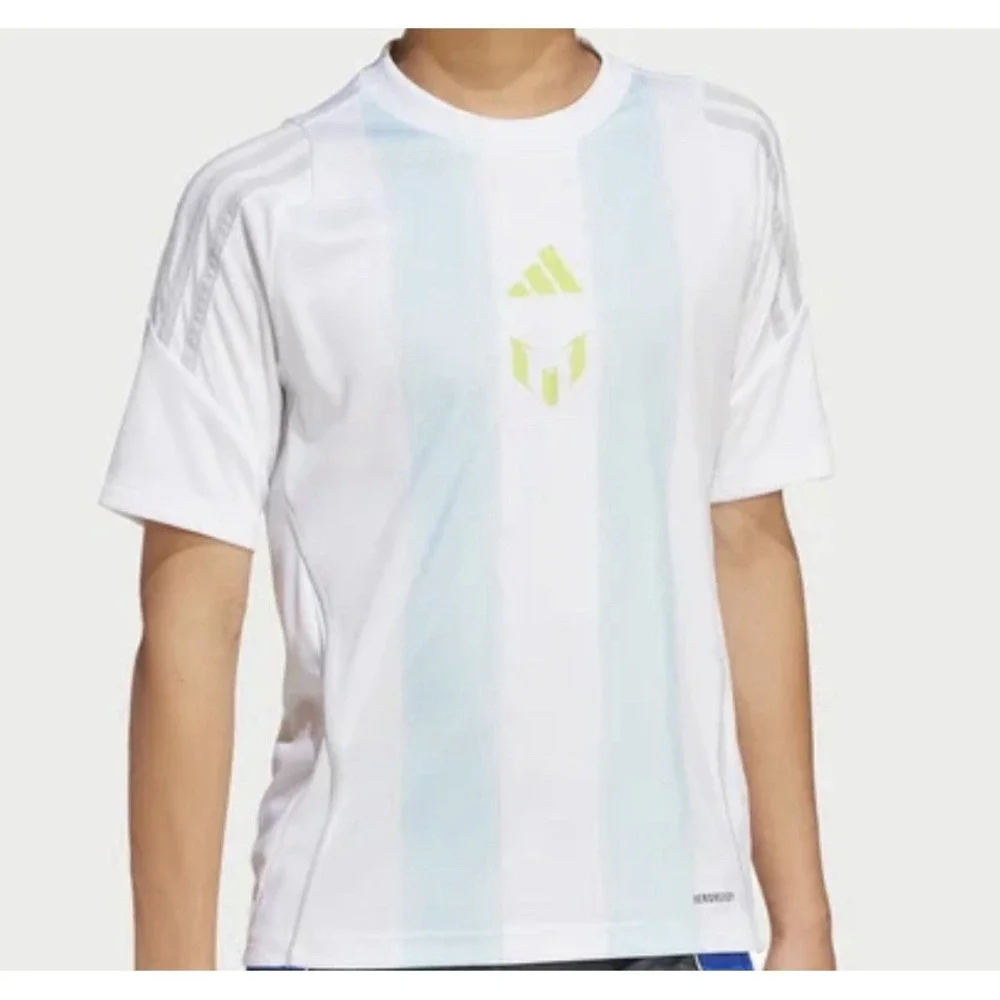NEW Adidas Kids Youth Messi Training Jersey Medium JI5460 White Blue